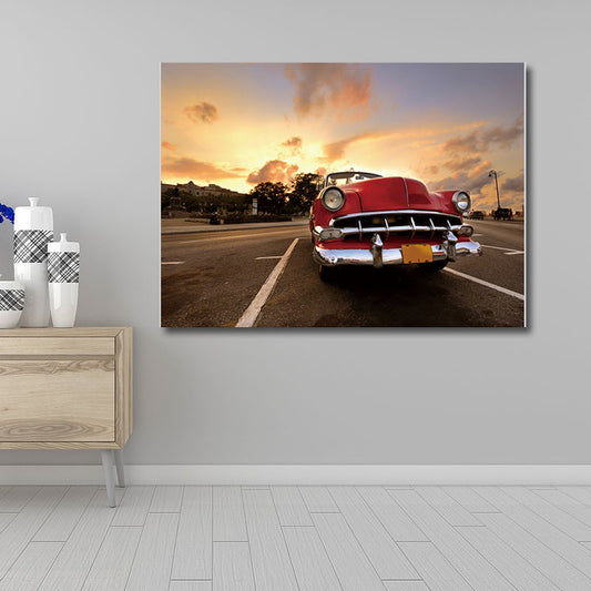 Modernist Photo Classic Car Canvas Print Bright Color Textured Wall Art for Boys Room Clearhalo 'Art Gallery' 'Canvas Art' 'Contemporary Art Gallery' 'Modern' Arts' 1654467