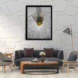 Photographic Pineapple and Water Canvas Wall Art for Living Room, Grey and Yellow Clearhalo 'Arts' 'Canvas Art' 1654485