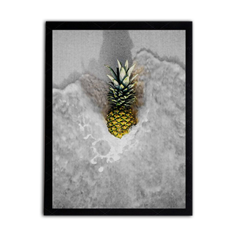 Photographic Pineapple and Water Canvas Wall Art for Living Room, Grey and Yellow - Clearhalo - 'Arts' - 'Canvas Art' - 1654486