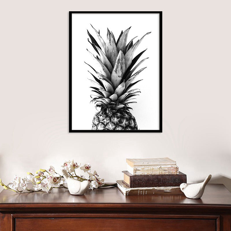 Grey Photo Printed Pineapple Canvas Textured Nordic House Interior Wall Art Decor Grey Clearhalo 'Arts' 'Canvas Art' 1654497