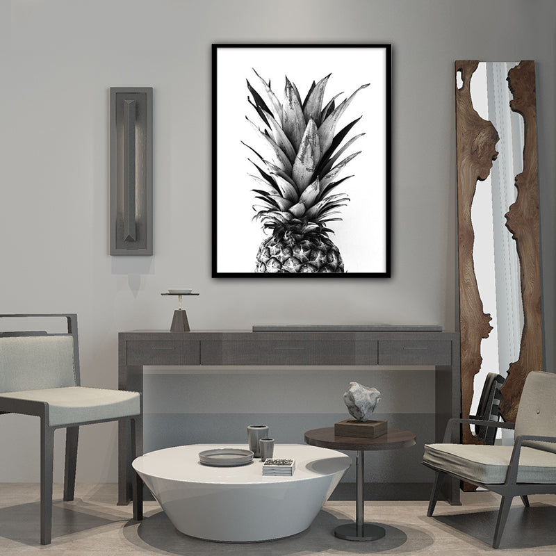 Grey Photo Printed Pineapple Canvas Textured Nordic House Interior Wall Art Decor Clearhalo 'Arts' 'Canvas Art' 1654498