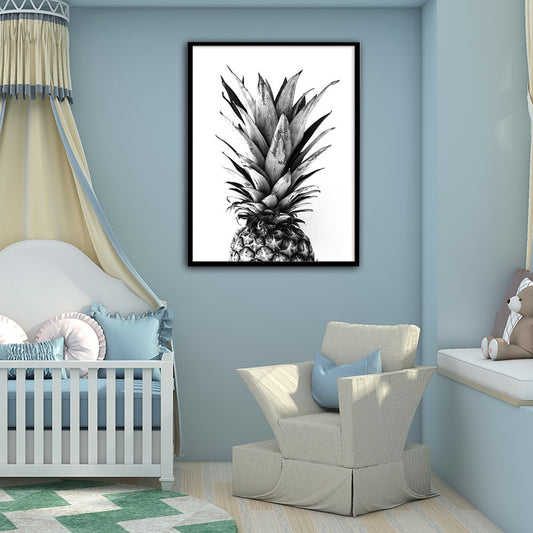 Grey Photo Printed Pineapple Canvas Textured Nordic House Interior Wall Art Decor