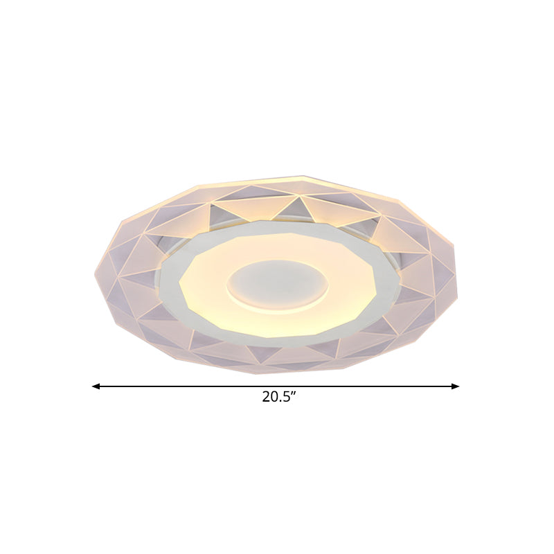 16.5"/20.5"/24.5" Wide LED Bedroom Flushmount with Polygon Acrylic Shade White Ceiling Light Fixture in Warm/White Light Clearhalo 'Ceiling Lights' 'Close To Ceiling Lights' 'Close to ceiling' 'Flush mount' Lighting' 165450