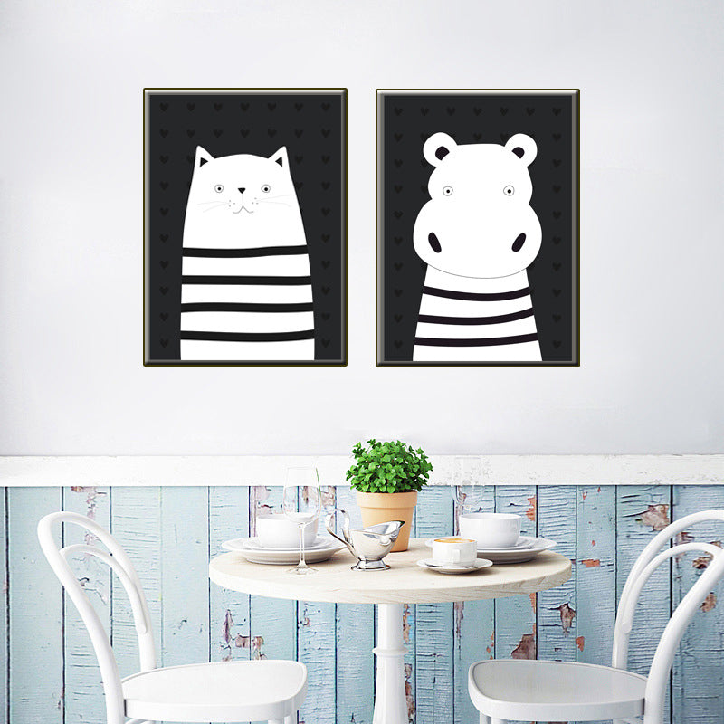 Animal Wall Art Decor Minimalist Decorative Dining Room Canvas in White, Multiple Size Available White Design 1 Clearhalo 'Art Gallery' 'Canvas Art' 'Kids' Arts' 1654504