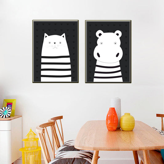 Animal Wall Art Decor Minimalist Decorative Dining Room Canvas in White, Multiple Size Available Clearhalo 'Art Gallery' 'Canvas Art' 'Kids' Arts' 1654505