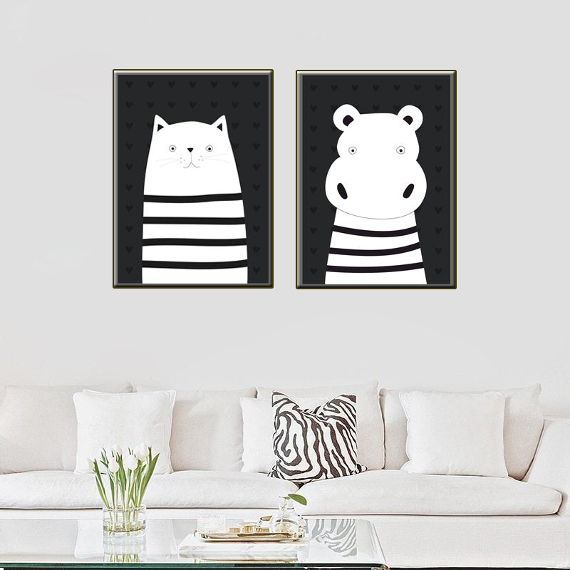 Animal Wall Art Decor Minimalist Decorative Dining Room Canvas in White, Multiple Size Available White Design 2 Clearhalo 'Art Gallery' 'Canvas Art' 'Kids' Arts' 1654511