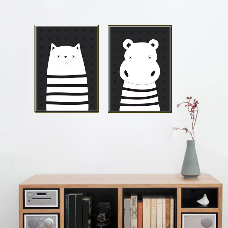 Animal Wall Art Decor Minimalist Decorative Dining Room Canvas in White, Multiple Size Available Clearhalo 'Art Gallery' 'Canvas Art' 'Kids' Arts' 1654512