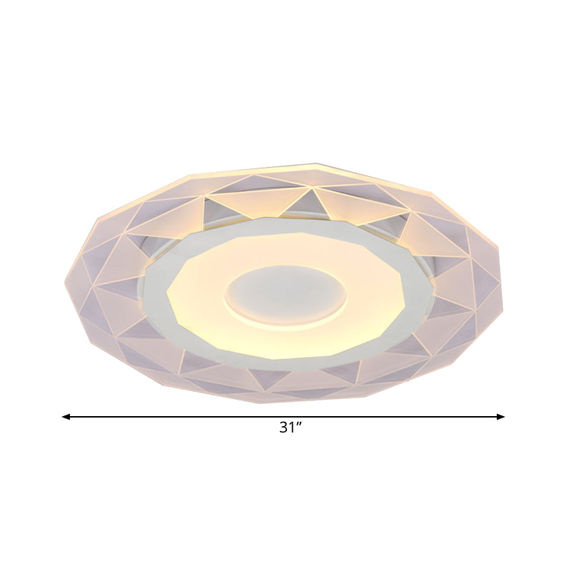 16.5"/20.5"/24.5" Wide LED Bedroom Flushmount with Polygon Acrylic Shade White Ceiling Light Fixture in Warm/White Light Clearhalo 'Ceiling Lights' 'Close To Ceiling Lights' 'Close to ceiling' 'Flush mount' Lighting' 165452