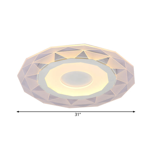 16.5"/20.5"/24.5" Wide LED Bedroom Flushmount with Polygon Acrylic Shade White Ceiling Light Fixture in Warm/White Light Clearhalo 'Ceiling Lights' 'Close To Ceiling Lights' 'Close to ceiling' 'Flush mount' Lighting' 165452