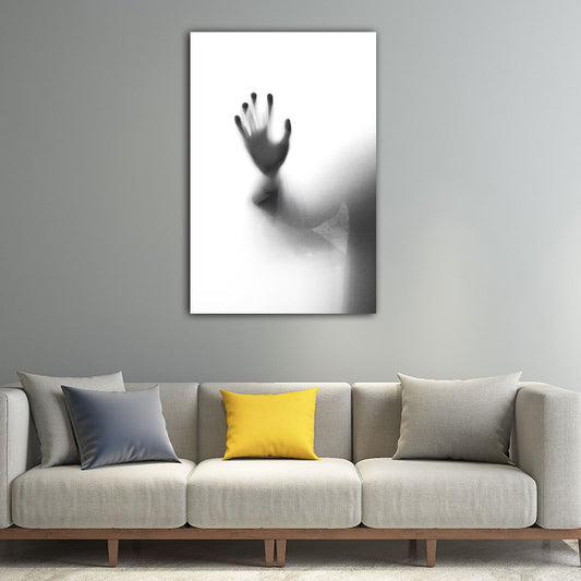Modern Photographic Figure Wall Art Grey Man Shadow on the Frosted Glass Canvas Print for Home Clearhalo 'Art Gallery' 'Canvas Art' 'Contemporary Art Gallery' 'Modern' Arts' 1654534