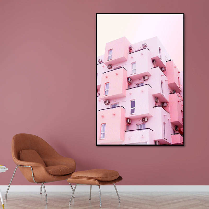 Pink Photo Architecture Canvas Print Textured Contemporary Bedroom Wall Art Pink Design 2 Clearhalo 'Art Gallery' 'Canvas Art' 'Contemporary Art Gallery' 'Modern' Arts' 1654562
