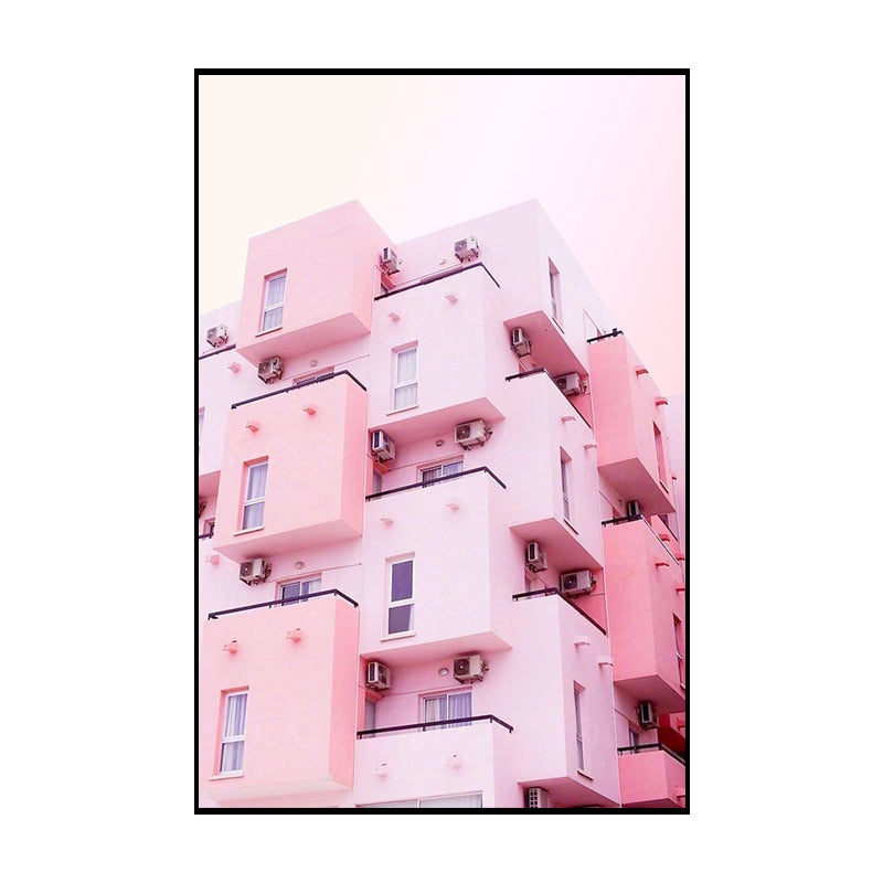 Pink Photo Architecture Canvas Print Textured Contemporary Bedroom Wall Art Clearhalo 'Art Gallery' 'Canvas Art' 'Contemporary Art Gallery' 'Modern' Arts' 1654565