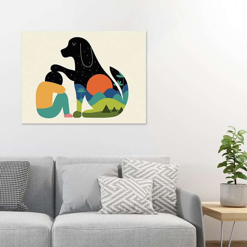 Textured Dark Color Art Print Simplicity Animal Silhouette Wrapped Canvas for Parlor Clearhalo 'Art Gallery' 'Canvas Art' 'Kids' Arts' 1654574