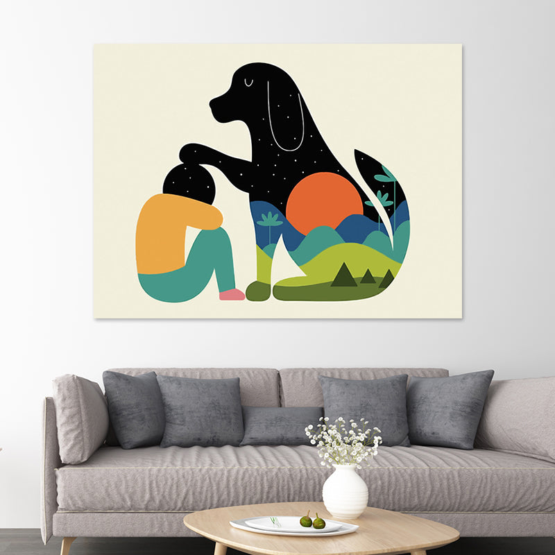 Textured Dark Color Art Print Simplicity Animal Silhouette Wrapped Canvas for Parlor Clearhalo 'Art Gallery' 'Canvas Art' 'Kids' Arts' 1654575