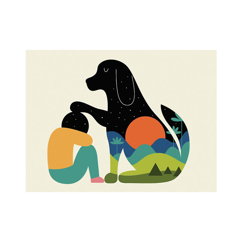 Textured Dark Color Art Print Simplicity Animal Silhouette Wrapped Canvas for Parlor Clearhalo 'Art Gallery' 'Canvas Art' 'Kids' Arts' 1654576