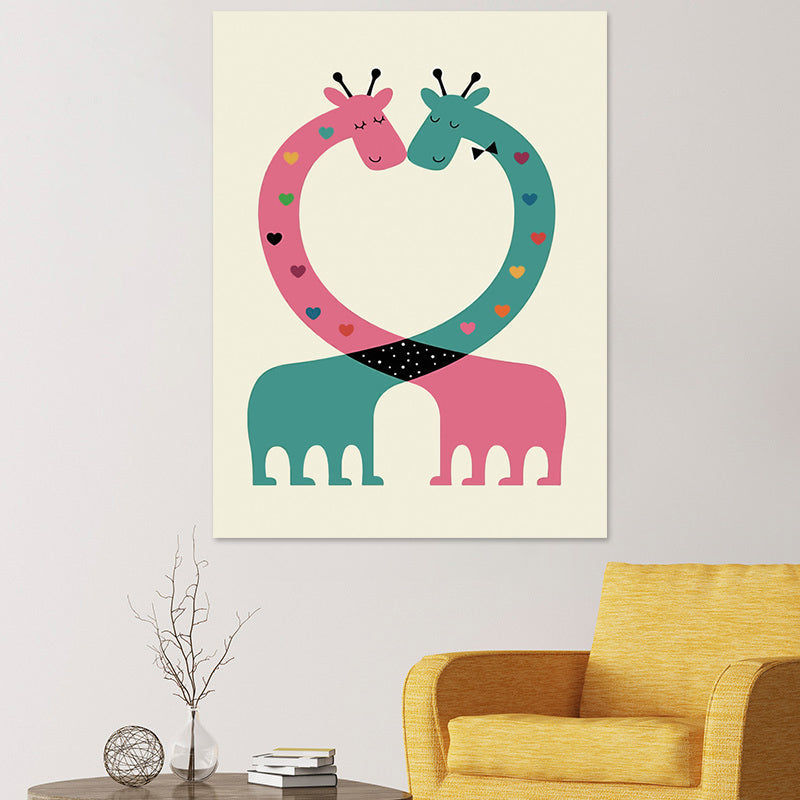 Textured Dark Color Art Print Simplicity Animal Silhouette Wrapped Canvas for Parlor Pink Clearhalo 'Art Gallery' 'Canvas Art' 'Kids' Arts' 1654581