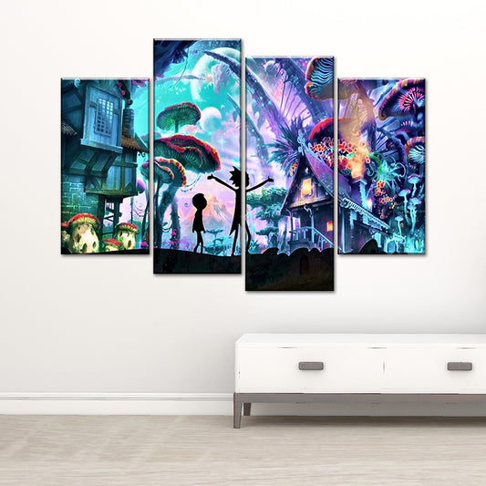Multi-Piece Forest and House Art Canvas Contemporary Style Wall Print for Dining Room Clearhalo 'Art Gallery' 'Canvas Art' 'Kids' Arts' 1654586