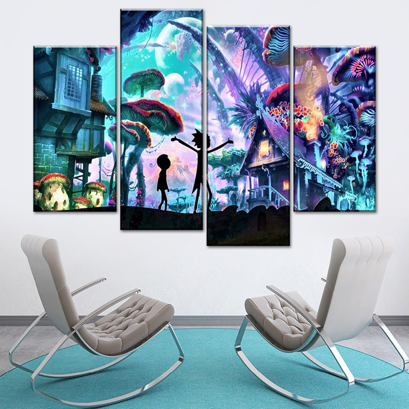 Multi-Piece Forest and House Art Canvas Contemporary Style Wall Print for Dining Room Clearhalo 'Art Gallery' 'Canvas Art' 'Kids' Arts' 1654587
