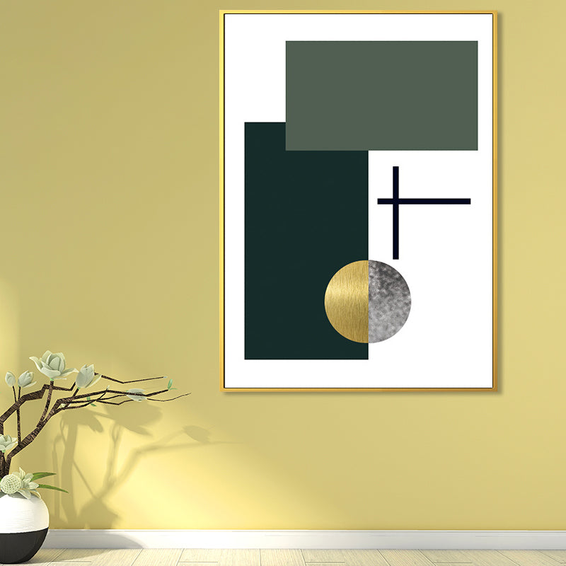 Geometric Pattern Wall Art Print Nordic Enchanting Abstract Wall Decor in Dark Color Green Design 1 Clearhalo 'Arts' 'Canvas Art' 1654592