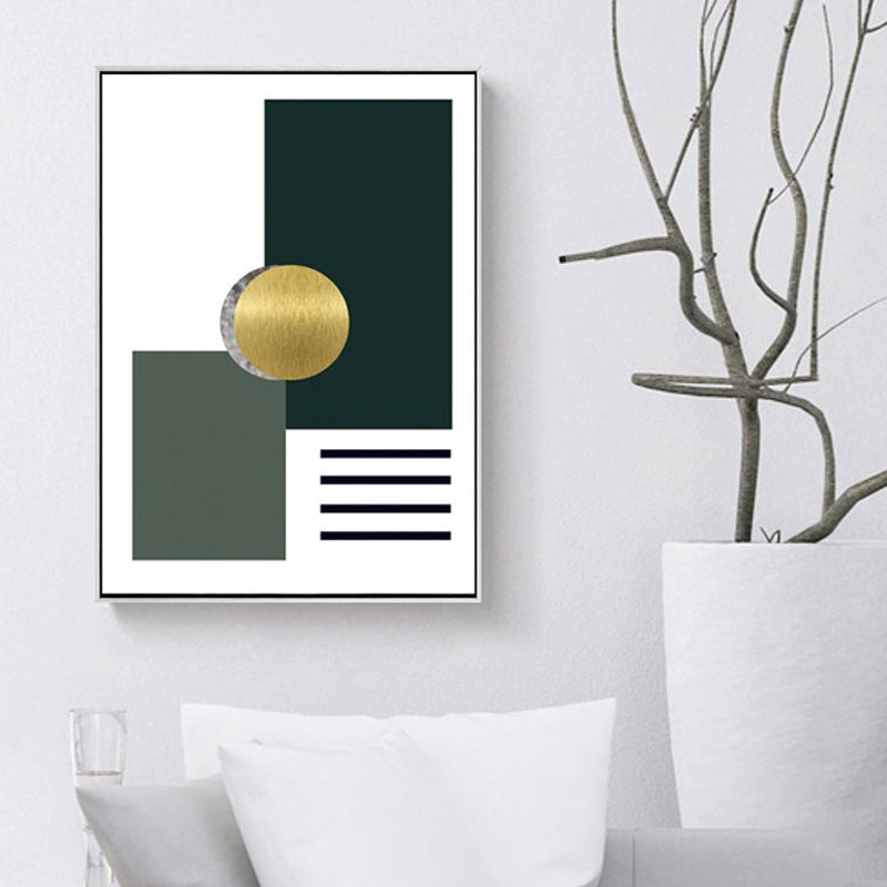 Geometric Pattern Wall Art Print Nordic Enchanting Abstract Wall Decor in Dark Color Green Design 2 Clearhalo 'Arts' 'Canvas Art' 1654599