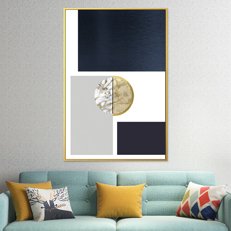 Geometric Pattern Wall Art Print Nordic Enchanting Abstract Wall Decor in Dark Color Blue Design 1 Clearhalo 'Arts' 'Canvas Art' 1654603