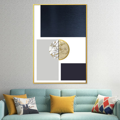 Geometric Pattern Wall Art Print Nordic Enchanting Abstract Wall Decor in Dark Color Blue Design 1 Clearhalo 'Arts' 'Canvas Art' 1654603