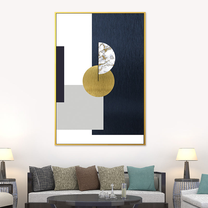 Geometric Pattern Wall Art Print Nordic Enchanting Abstract Wall Decor in Dark Color Blue Design 2 Clearhalo 'Arts' 'Canvas Art' 1654607