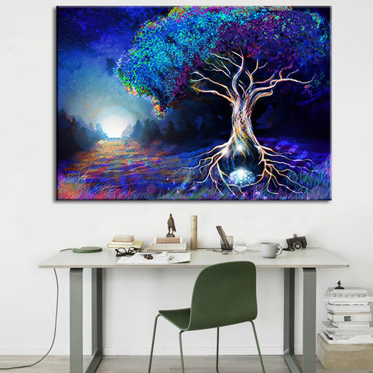 Lush Trees Wall Decor Textured Contemporary for Boys Bedroom Canvas, Multiple Sizes Blue Clearhalo 'Art Gallery' 'Canvas Art' 'Contemporary Art Gallery' 'Modern' Arts' 1654626