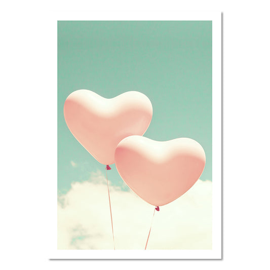 Heart-Shaped Balloons Wall Art Pink and Green Modernist Canvas Print for Girls Room Clearhalo 'Art Gallery' 'Canvas Art' 'Contemporary Art Gallery' 'Modern' Arts' 1654647