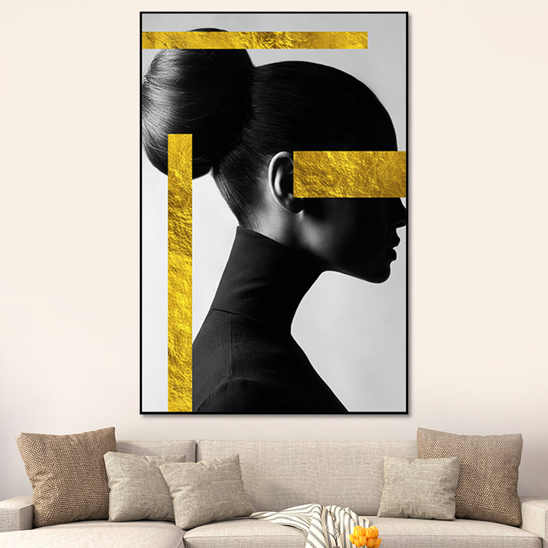 Textured Woman Figure Art Print Canvas Made Modern Stylish Wall Decoration for Home Yellow Clearhalo 'Arts' 'Canvas Art' 1654701