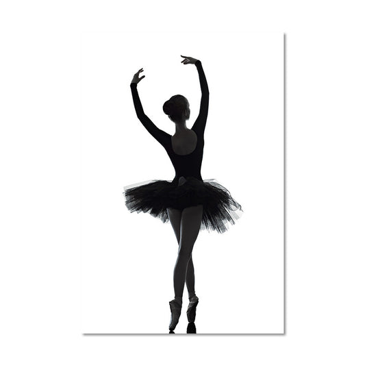 Black Ballerina Silhouette Wall Art Dance Vintage Textured Canvas Print for Girls Room - Clearhalo - 'Arts' - 'Canvas Art' - 1654712