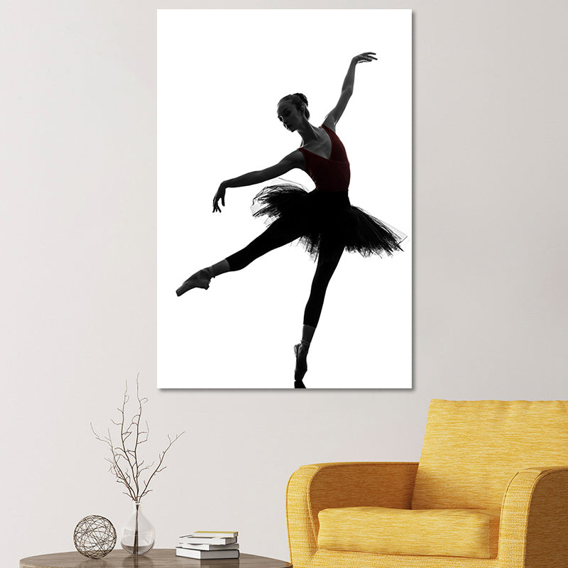 Black Ballerina Silhouette Wall Art Dance Vintage Textured Canvas Print for Girls Room - Clearhalo - 'Arts' - 'Canvas Art' - 1654717