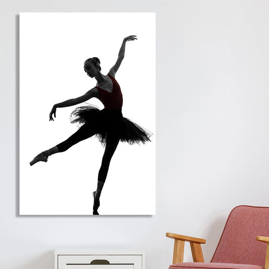 Black Ballerina Silhouette Wall Art Dance Vintage Textured Canvas Print for Girls Room - Clearhalo - 'Arts' - 'Canvas Art' - 1654718