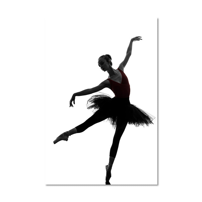 Black Ballerina Silhouette Wall Art Dance Vintage Textured Canvas Print for Girls Room - Clearhalo - 'Arts' - 'Canvas Art' - 1654719