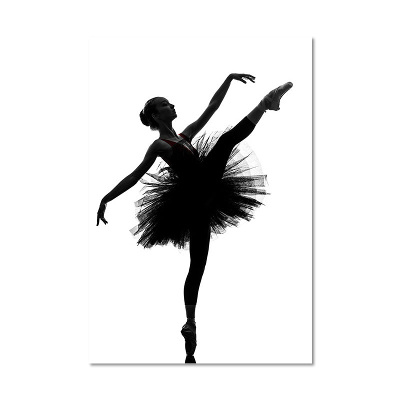 Black Ballerina Silhouette Wall Art Dance Vintage Textured Canvas Print for Girls Room - Clearhalo - 'Arts' - 'Canvas Art' - 1654723