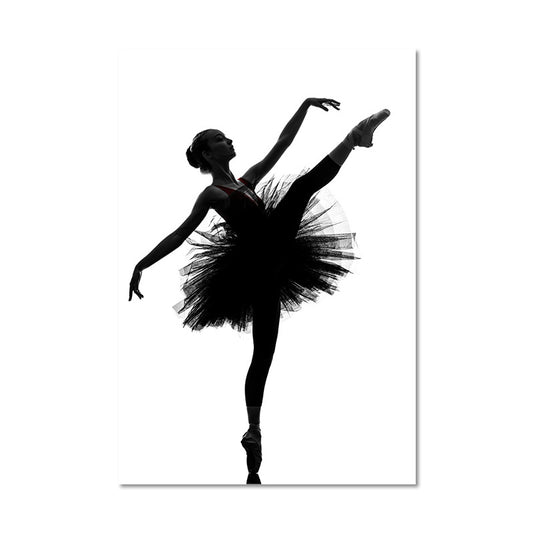 Black Ballerina Silhouette Wall Art Dance Vintage Textured Canvas Print for Girls Room Clearhalo 'Arts' 'Canvas Art' 1654723