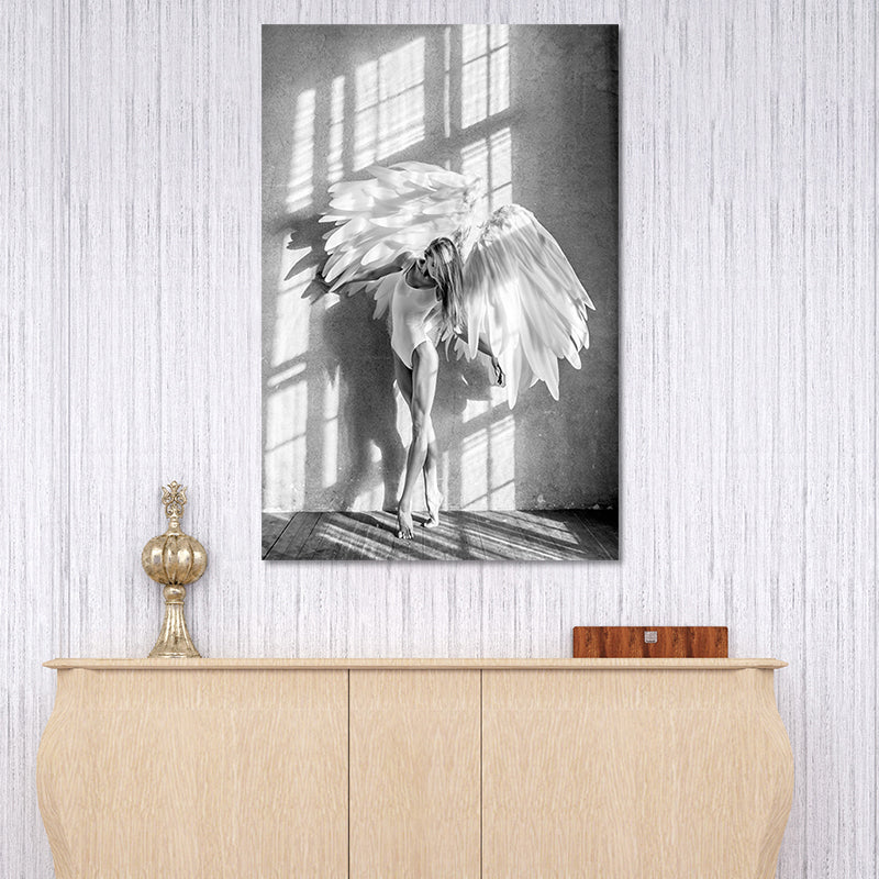 Vintage Ballerina Wall Art Canvas Textured Grey Wall Decoration for Living Room Clearhalo 'Arts' 'Canvas Art' 1654732