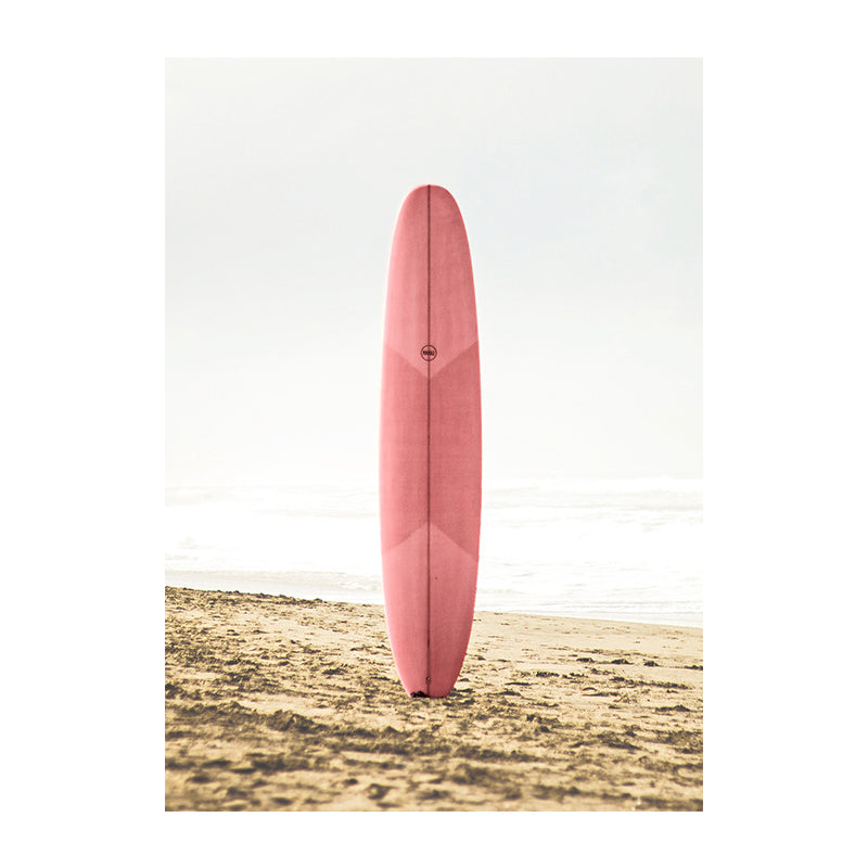Pink Sea Surfboard Canvas Print Textured Surface Tropical House Interior Wall Art Decor Clearhalo 'Art Gallery' 'Canvas Art' 'Coastal Art Gallery' 'Nautical' Arts' 1654755