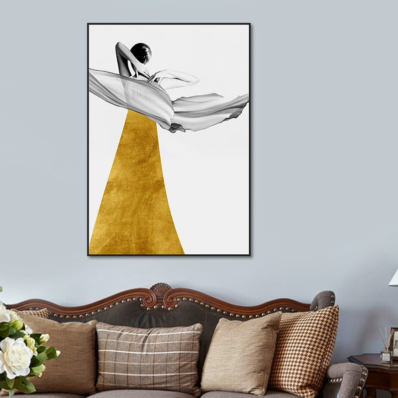 Elegant Woman Print Canvas Wall Art for Girls Bedroom, Pastel Color, Textured Design Clearhalo 'Art Gallery' 'Canvas Art' 'Contemporary Art Gallery' 'Modern' Arts' 1654772