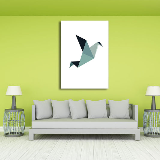 Blue Paper Bird Wall Art Animal Minimalism Decorative Wrapped Canvas for Great Room Blue Clearhalo 'Art Gallery' 'Canvas Art' 'Kids' Arts' 1654778