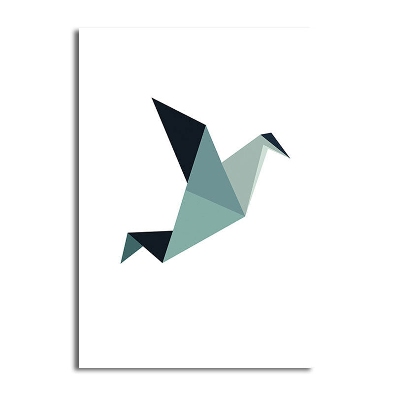 Blue Paper Bird Wall Art Animal Minimalism Decorative Wrapped Canvas for Great Room Clearhalo 'Art Gallery' 'Canvas Art' 'Kids' Arts' 1654781