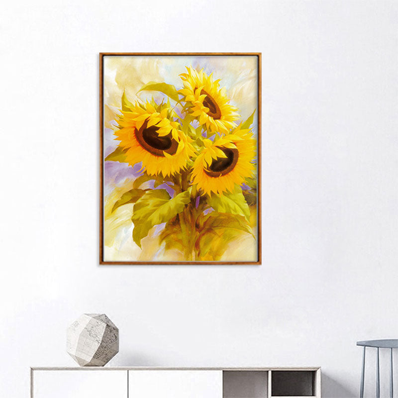 Yellow French Country Wall Art Print Sunflower Bouquet Painting for Drawing Room Clearhalo 'Arts' 'Canvas Art' 1654793