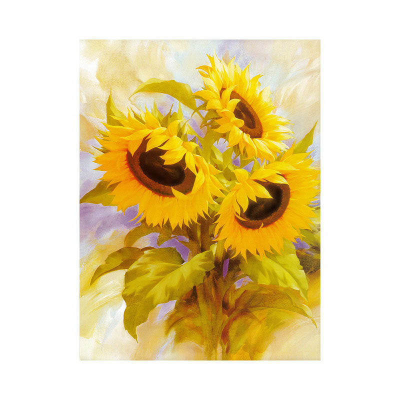 Yellow French Country Wall Art Print Sunflower Bouquet Painting for Drawing Room Clearhalo 'Arts' 'Canvas Art' 1654795