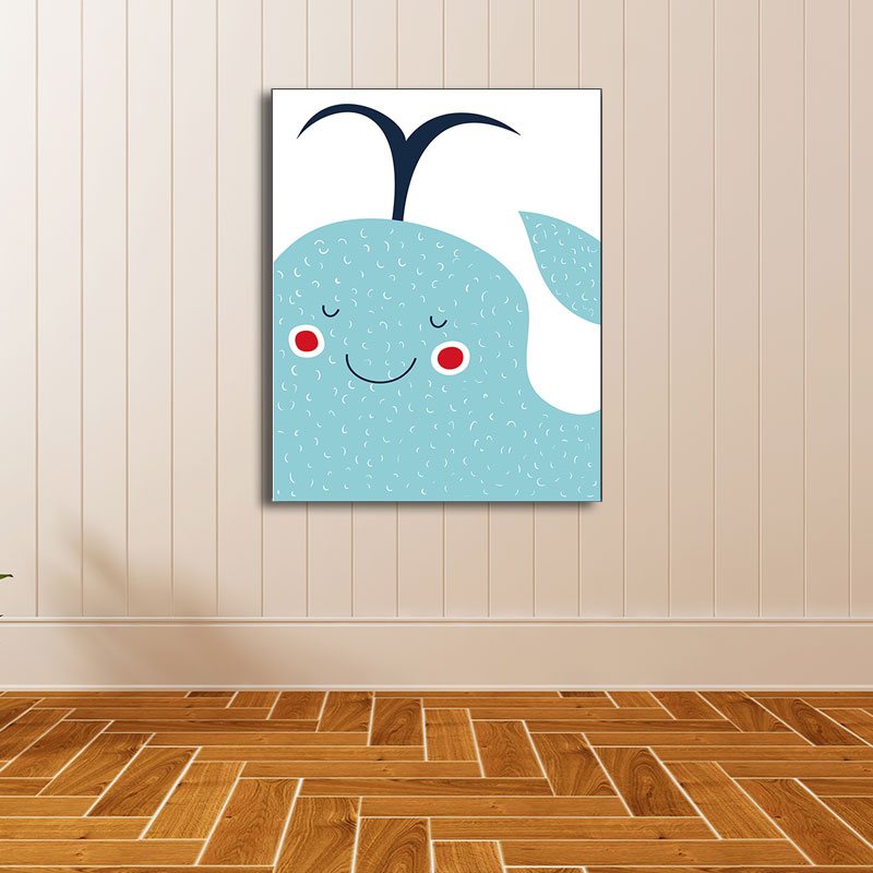 Simplicity Animal Paintings Light Color Decorative Canvas Wall Art for Baby Room Blue Design 1 Clearhalo 'Art Gallery' 'Canvas Art' 'Kids' Arts' 1654799