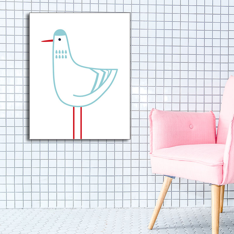 Simplicity Animal Paintings Light Color Decorative Canvas Wall Art for Baby Room Blue Design 2 Clearhalo 'Art Gallery' 'Canvas Art' 'Kids' Arts' 1654806