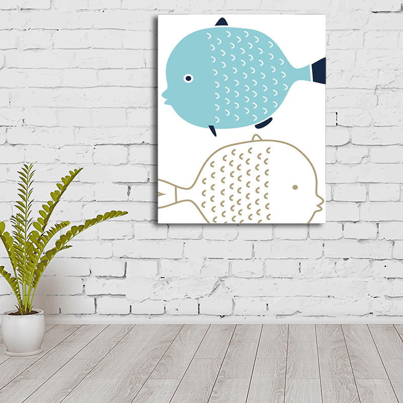 Simplicity Animal Paintings Light Color Decorative Canvas Wall Art for Baby Room Clearhalo 'Art Gallery' 'Canvas Art' 'Kids' Arts' 1654811