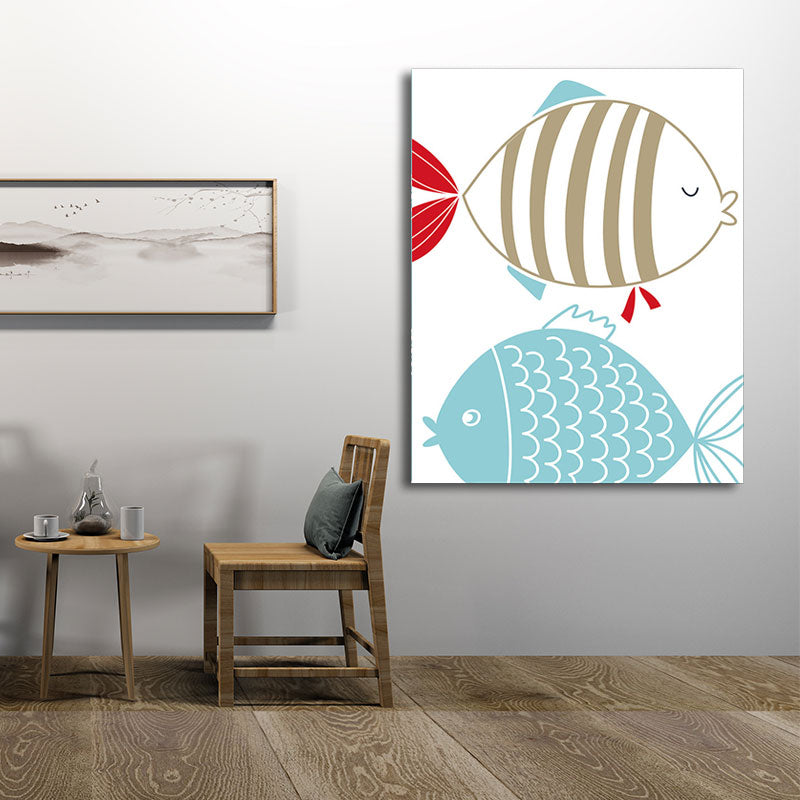 Simplicity Animal Paintings Light Color Decorative Canvas Wall Art for Baby Room Clearhalo 'Art Gallery' 'Canvas Art' 'Kids' Arts' 1654815