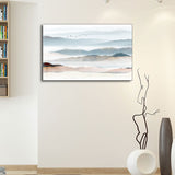 Chinese Foggy Mountains Wall Art Light Color Textured Canvas Painting for Bedroom Clearhalo 'Arts' 'Canvas Art' 1654819