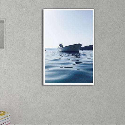 Photo Boat and River Canvas Print Blue Modern Style Wall Art for House Interior Clearhalo 'Art Gallery' 'Canvas Art' 'Contemporary Art Gallery' 'Modern' Arts' 1654830