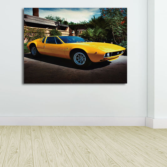 Photography Vintage Car Wall Art Decor for Boys Bedroom, Bright Color, Textured Surface Yellow Clearhalo 'Art Gallery' 'Canvas Art' 'Contemporary Art Gallery' 'Modern' Arts' 1654836